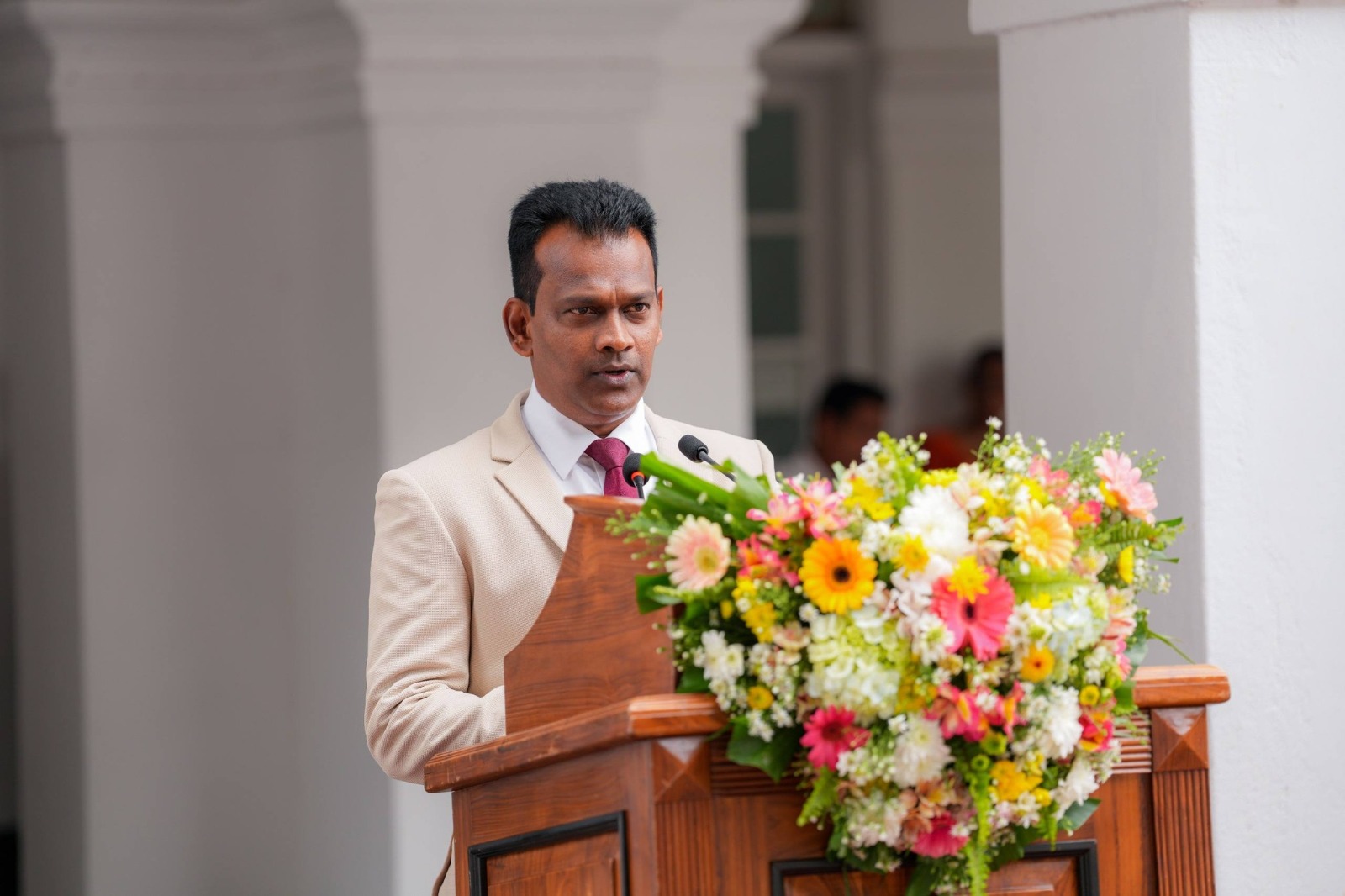 Deputy Minister of Tourism Hon.Prof.Ruwan Ranasinghe addressing the New Year inauguration of the Ministry of Foreign Affairs, Foreign Employment and Tourism. 