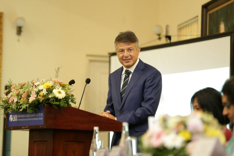 State Minister of Regional Co-operation Tharaka Balasuriya delivers the keynote address