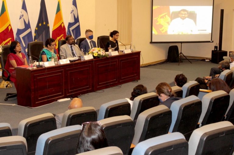 State Minister of Regional Co-operation Tharaka Balasuriya delivers the keynote address