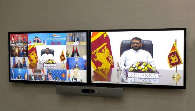 The 27th ASEAN Regional Forum was held on 12th September 2020 virtually.  The State Minister for Regional Cooperation, Tharaka Balasuriya represented Sri Lanka at the Forum.  In his statement Minister Balasuriya commended the role of ARF as a proponent of peace, stability and prosperity in the region. Sri Lanka highlighting the values of constructive dialogue, consultation and cooperation by all member states in maintaining peace and security in the region, called for collective efforts by the ARF member states to address traditional and non-traditional security threats.  While taking note of Sri Lanka’s policies adopted to address public health crisis of the COVID-19 pandemic, he stressed that concerted efforts by all members of the ARF is vital to face the uphill task of economic recovery and rebuilding the livelihood of its citizens in the aftermath of the global pandemic. In that context, achieving prosperity and promoting a people centric economic development plan is key State Minister Balasuriya noted.  State Minister Balasuriya further reiterated that difficult times characterized by traditional and non-traditional security issues paint a picture that these issues are no longer confined to the geographical boundaries of a respective country. In regard to this, Sri Lanka rests importance to the regional stability and recovery, practical security cooperation, maritime and cyber security, counter terrorism and transnational crimes and non-proliferation and disarmament. In this context, he reiterated that the future direction of ARF must strive to achieve these objectives through an all-inclusive approach.  Sri Lanka further underscored the misuse of information and communication technology (ICT) as a major hindrance to the global security and called for collective efforts to cooperate and mitigate threats such as cybercrime, cyber-attacks on critical infrastructure.  Sri Lanka further noted that ARF as a regional mechanism, has dealt successfully in countering terrorism and transnational crimes and underscored that in tackling these problems, remedies by single country is not sufficient and called for a collective effort to fight against these transnational crimes.  The 27th ARF adopted the Ha Noi Plan of Action II (HPOA) which is to be implemented through the years 2020-2025.  HPOA I which was the first in a series of plans of action building up to the realisation of the goals of the ASEAN vision 2020 which was adopted in 1997 which covered the period 1999-2004.   HPOA II will serve as a sequel to the latter which is intended to build closer regional integration, consolidating and strengthening the economic fundamentals of the Member Countries.  The 27th ASEAN Regional Forum was represented by Malaysia, Canada, Indonesia, United States of America, The Philippines, Japan, Cambodia, South Korea, Singapore, Brunei Darussalam, Australia, Lao PDR, New Zealand, Thailand, China, European Union, Bangladesh, Timore Leste, Myanmar, Pakistan, Mongolia, Papua New Guinea, India, Democratic People’s Republic of Korea, Russia, Viet Nam.  ASEAN Regional Forum was established under the aegis of the ASEAN in 1993 and Sri Lanka is a member of the ARF since 2007. It is an important platform for providing a constructive security dialogue and consultation on political and security issues of common interest and concern in the Southeast Asian region. It provides a platform for members to significantly contribute to efforts towards confidence-building and preventive diplomacy in the Asia-Pacific region.     Foreign Ministry  Colombo  12 September 2020